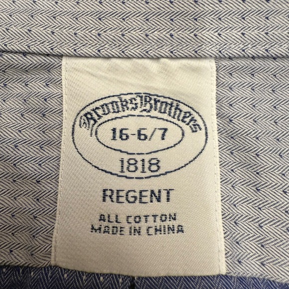 Brooks Brothers Regent Fit 1818 Cotton Dress Shirt Mens 16 6/7 Blue Micro Dot - Picture 3 of 6
